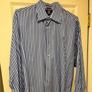 Tommy Hilfiger Blue Dress Shirt Classic Striped Design